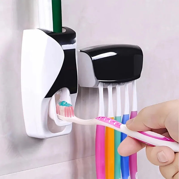 Trendy Toothbrush Holder With Automatic Toothpaste Dispenser