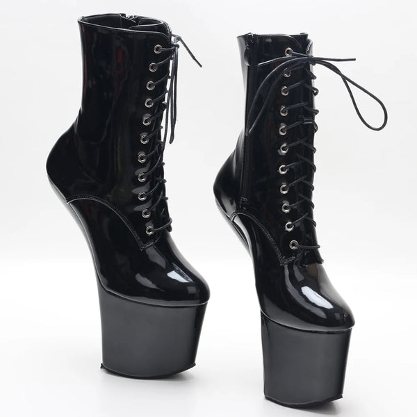 Trendy Black Heel Less Platform Ankle Boots