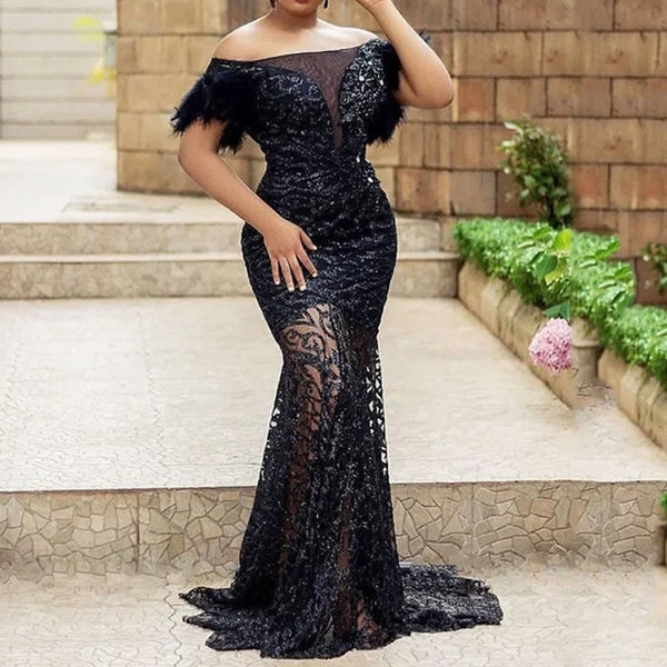 Trendy Black Mermaid Sequin Formal Dress