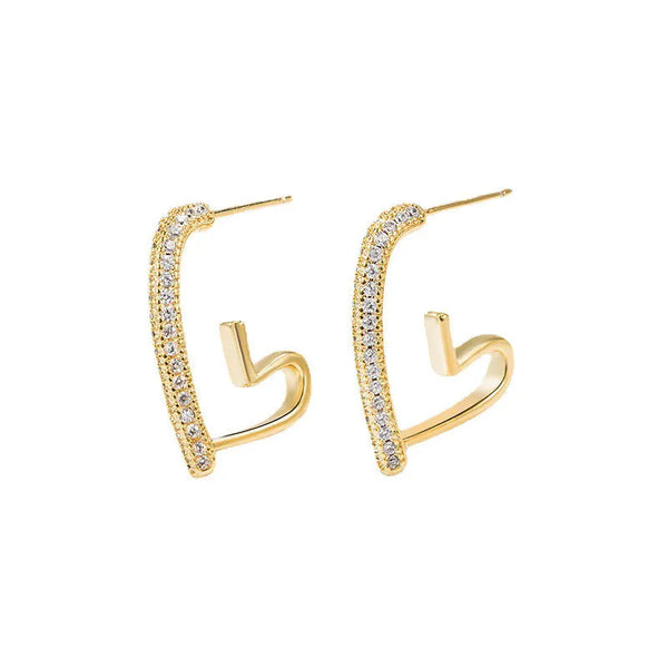 925 Silver Needle Korean Fashion Crystal Heart Earrings For Women Jewelry 2025 Trending New Luxury Women's Hoop Earrings Brincos