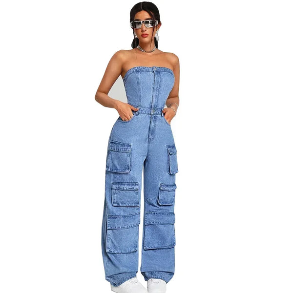 Trendy Loose Overall Huge Pocket Jumpsuit