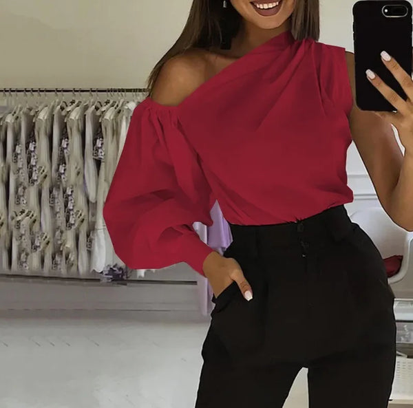 Trendy One Sleeve Halter Loose Blouse