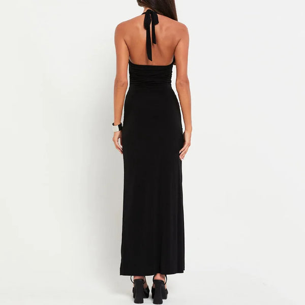 Trendy Hollow Out  Bow Maxi Dress