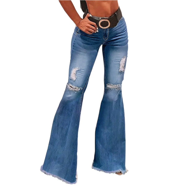 Vroue-Jeans Retro Effekleur Hoëmiddellyf Rek-Denim Langbroek Sexy Ontwerp Jeans Mode Straatdrag Alledaagse Vroulike Rekbroek