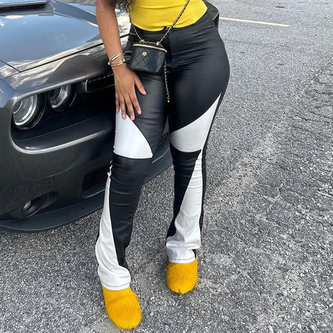 Trendy High Waist Black/White Fitted Jeggings