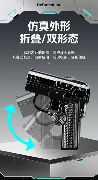 Metal Folding Gun Style Inflatable Lighter Windproof Butane Gas Jet Red Flame Gyroscope Lighter with Laser for Men's Small Tool