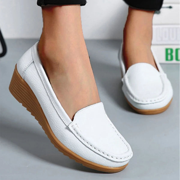 Trendy Leather Penny Loafers With Heel