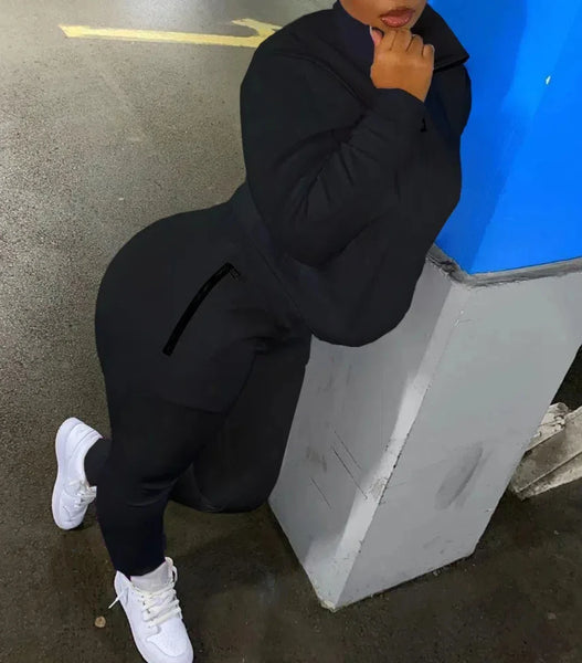 Trendy Two Piece Hollow Out Pants And Jacket With Zippers Set