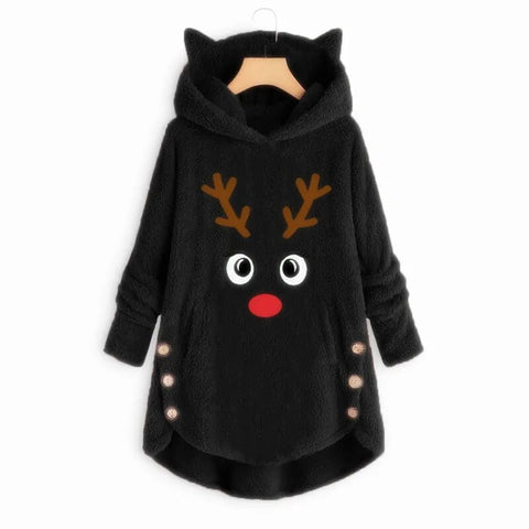 Trendy Reindeer Ugly Christmas Hooded Sweater