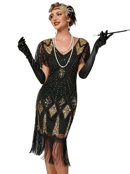 Trendy 1920s Fringed Butterfly Sleeve Party Dress Halloween Costume