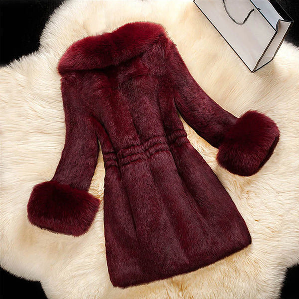 Trendy Plush Solid Faux Fur Winter Coat