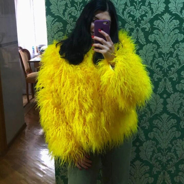 Trendy Faux Fur Shaggy Fluffy Coat