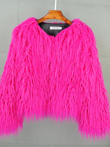 Trendy Faux Fur Shaggy Fluffy Coat