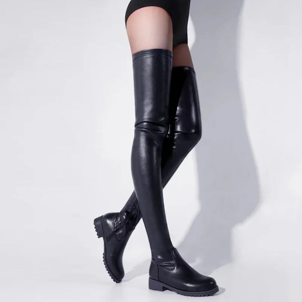 Trendy Square Heel Over The Knee High Boots - TrendsetterbyTracy Boutique