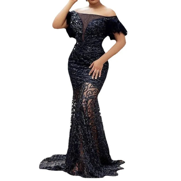 Trendy Black Mermaid Sequin Formal Dress