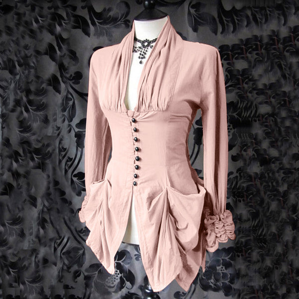 Trendy Gothic Ruffled Medieval Inspired Blouse