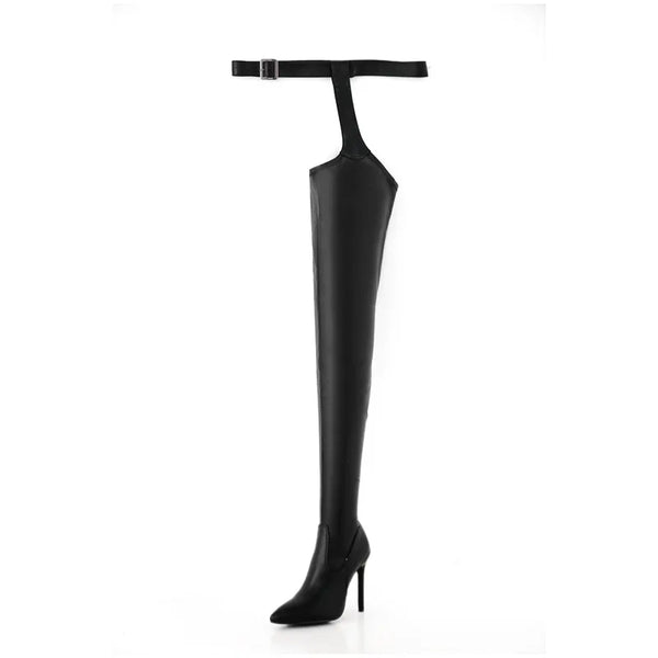 Trendy  Waist Belt Pointed Thigh High Stiletto Boots