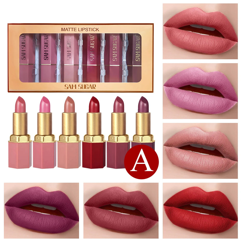 Trendy Matte 6 Pack Pearlescent Glitter Lipstick
