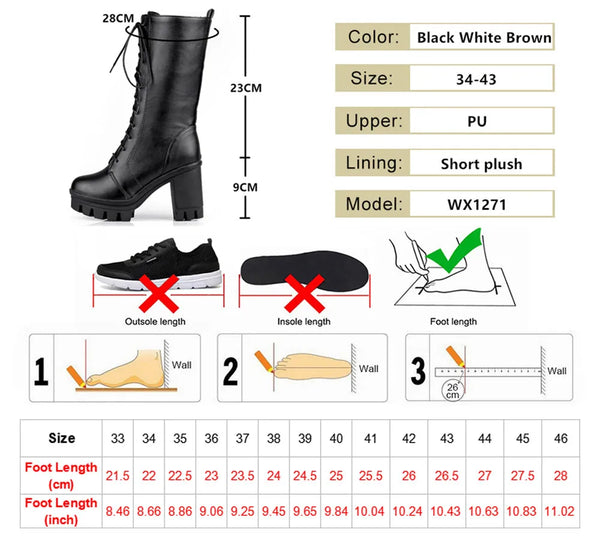 Trendy Mid Calf Lace Up Thick Sole Boots