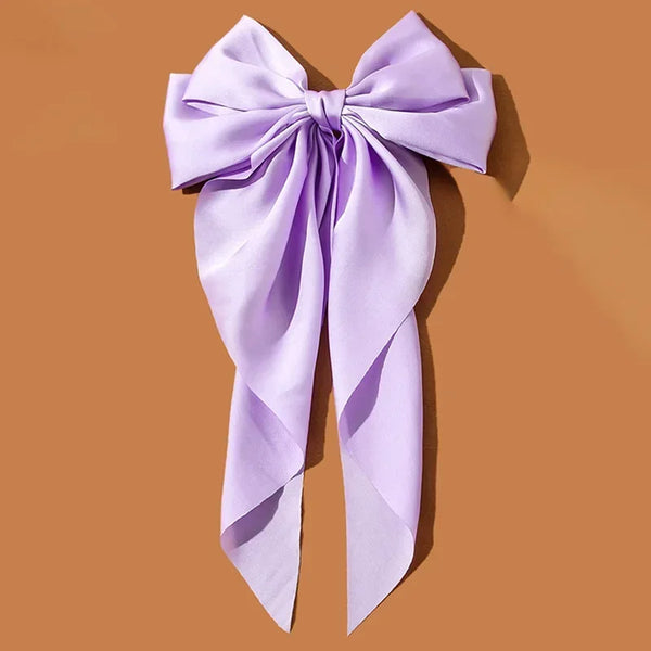 Trendy Bowknot Solid Color Satin Ribbon Hair Clip