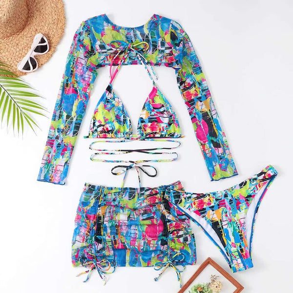 Trendy High Waist Multi Color Swimsuit