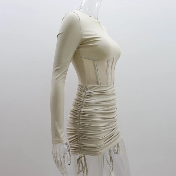 Trendy Mesh Fringed Mini Party Dress