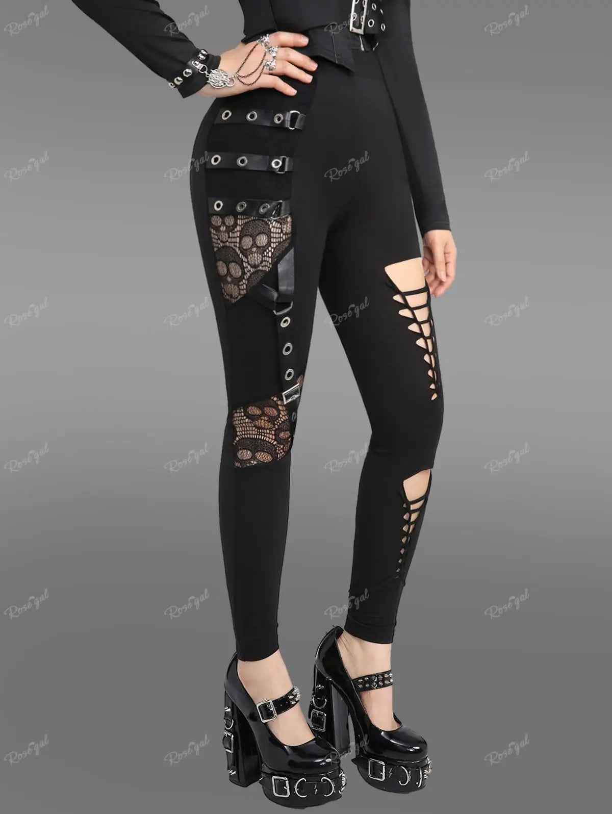 Trendy Gothic Mesh Black Fishnet Jeggings