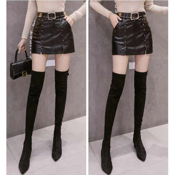 Trendy High Waist Black Shorts Skirt