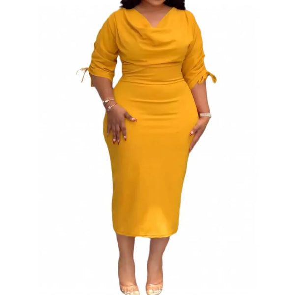 Trendy Rouged Yellow Fitted Dress