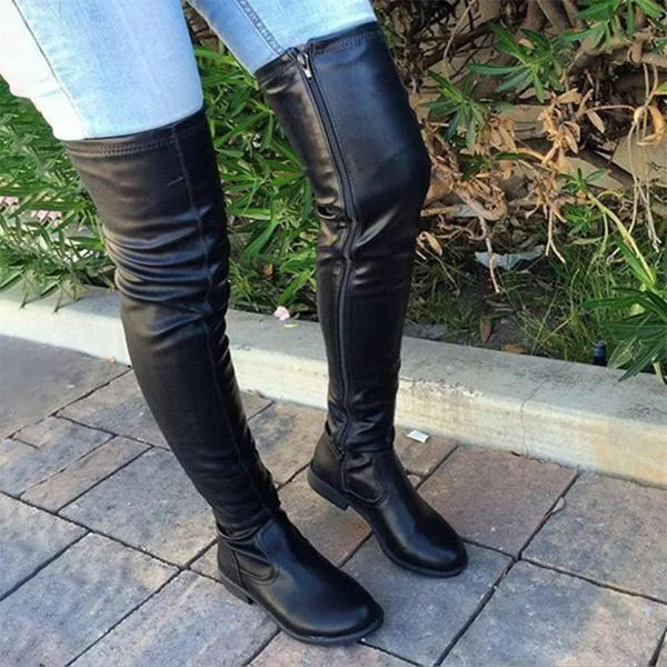 Trendy Knee Length Square Heel Round Toe Boots