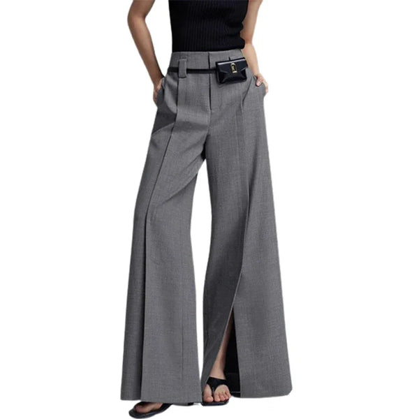 Trendy Slit Pleated Suit Pants