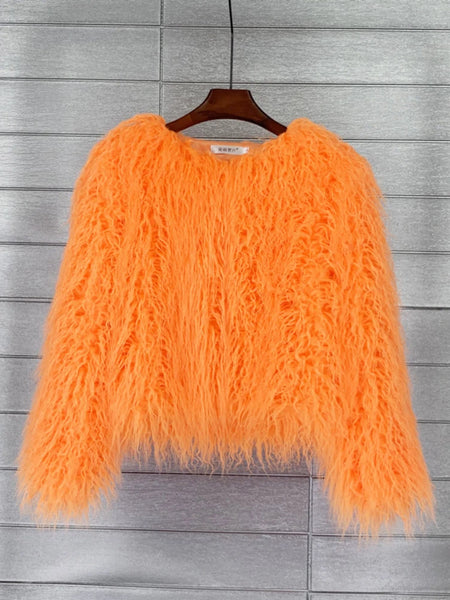 Trendy Faux Fur Shaggy Fluffy Coat