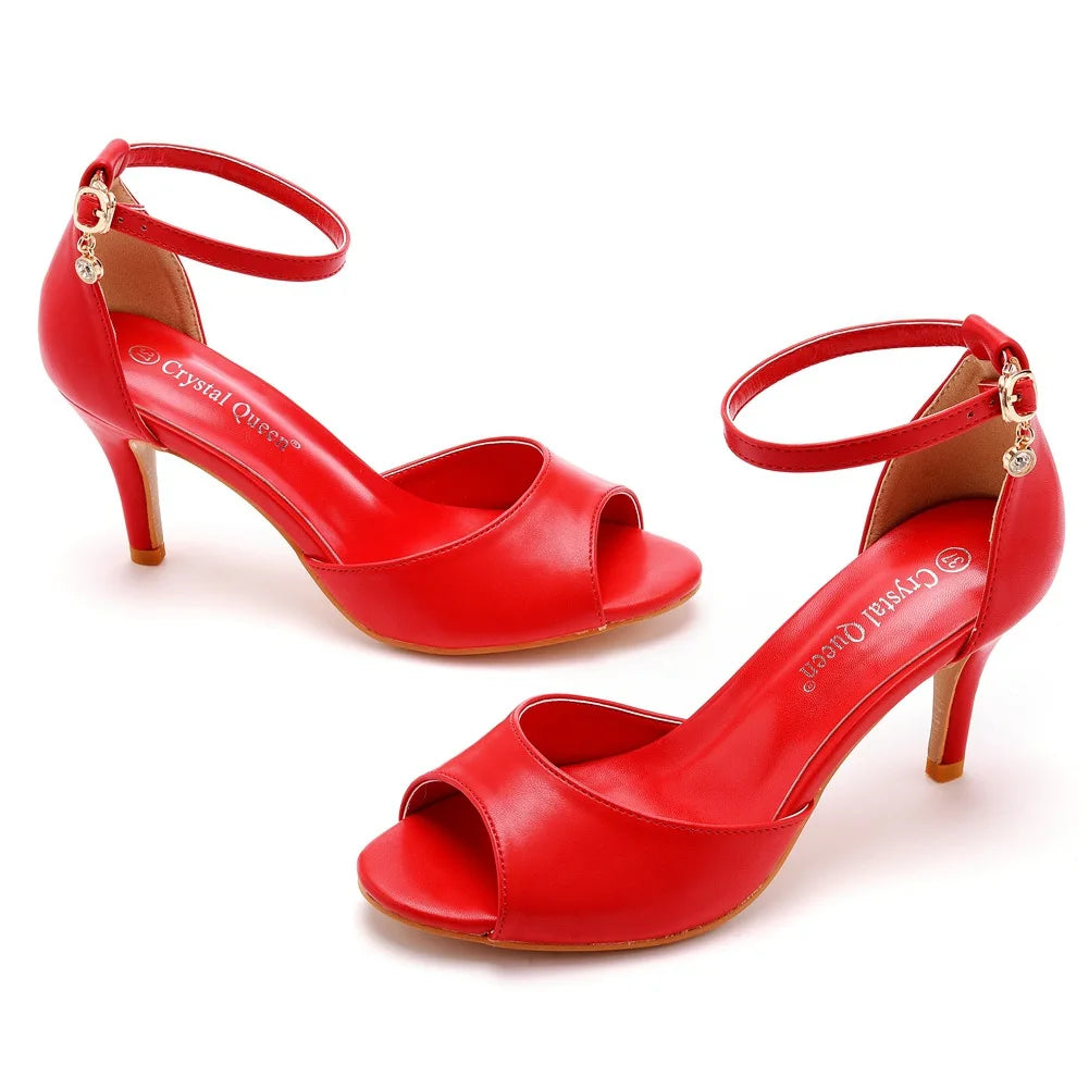 Trendy Peep Toe Low Heel Sandals