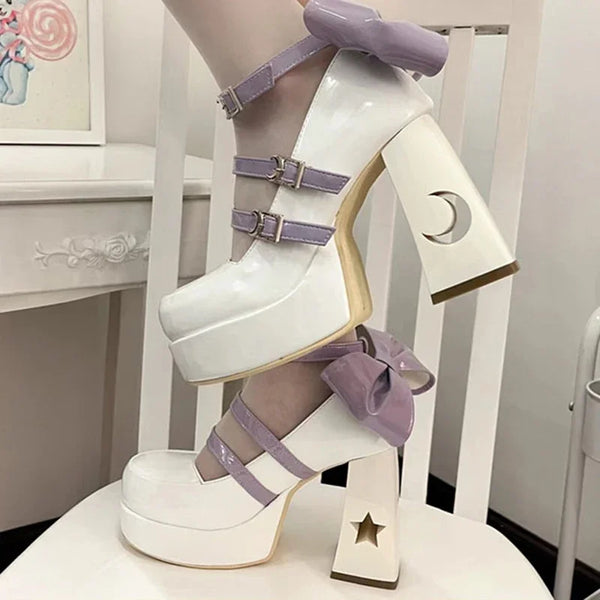 Trendy Platform Mary Jane  Star Patent Leather Heels