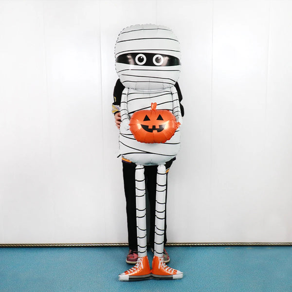 Trendy Halloween Mummy Holding Pumpkin Decor