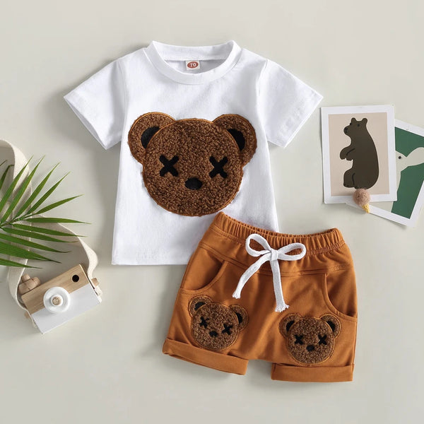 Trendy 0-24months 2-Piece Bear Pattern Shorts Set