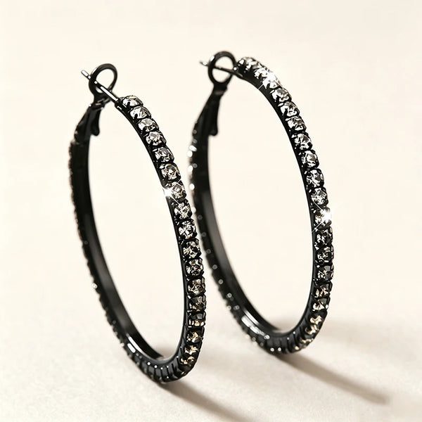Elegant Sparkling Pink Hoop Earrings with Clear Gemstones for Women Stylish Round Design Perfect Jewelry Gift Novelty Earrings