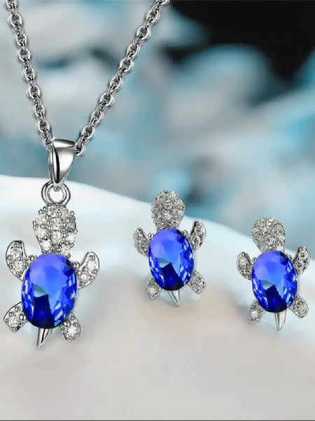 Trendy Free Yourself  3pcs Silver-plated Turtle Shape Diamond