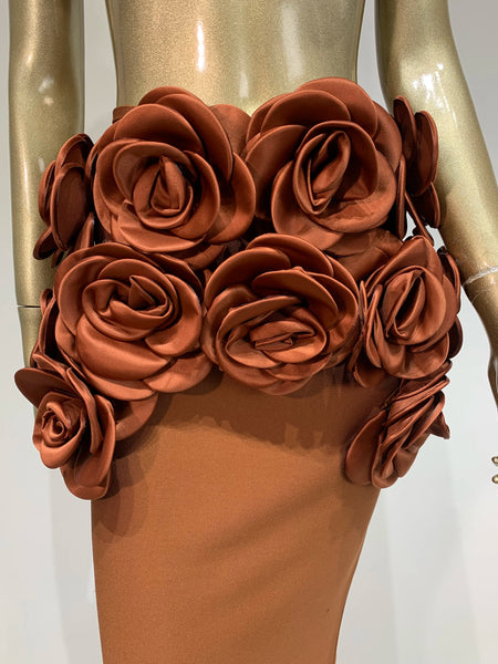 Trendy Backless Halter Top Floral Fabric Bandage Skirt Set