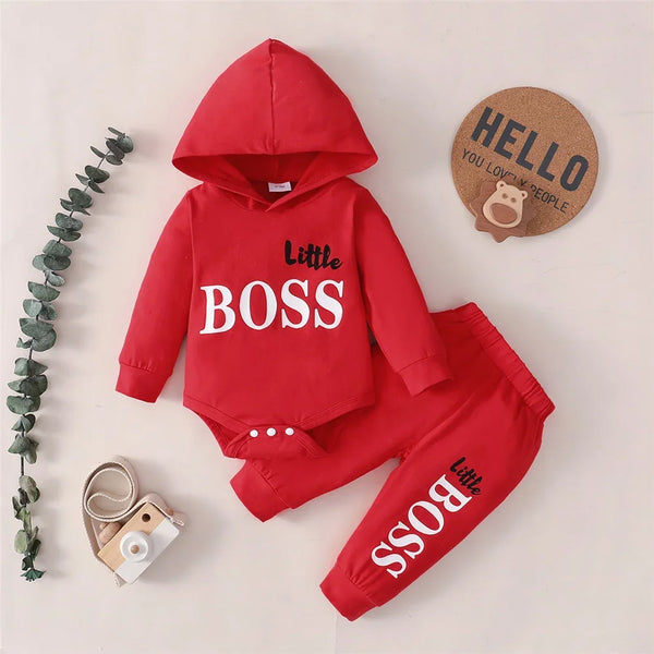 Trendy 0-24 Months  2PCS Letter print Long Sleeve Hoodie +Pants Set