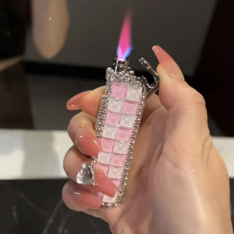 Trendy Stoner Pink Flame  Diamond Lighter