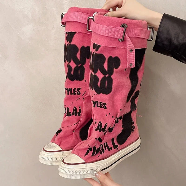 Trendy High Top Flat Platform Sneakers
