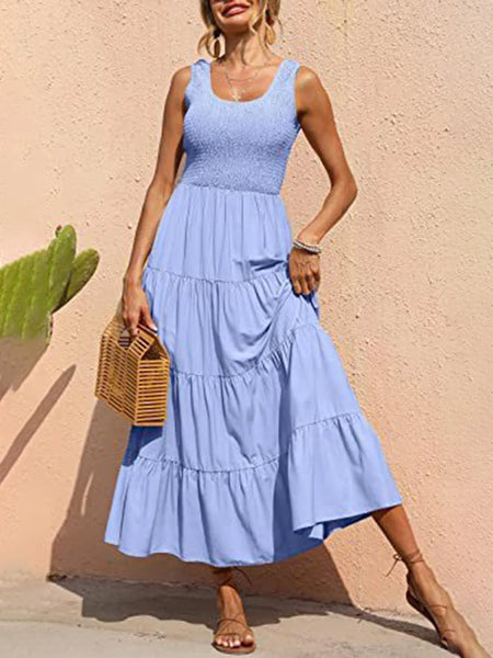 Trendy Ruffled Sleeveless Maxi Dress