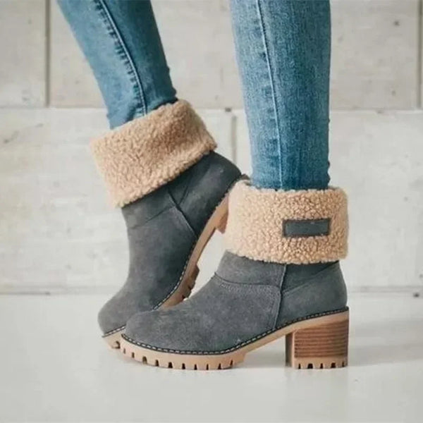 Trendy Suede Solid Color Short Chunky Heel Boots