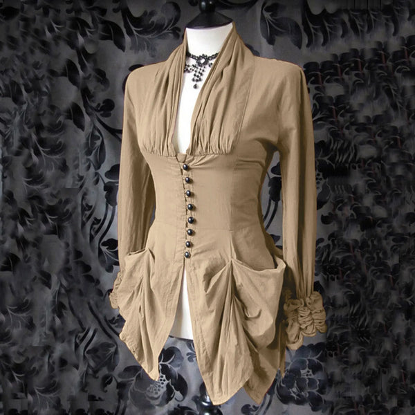 Trendy Gothic Ruffled Medieval Inspired Blouse