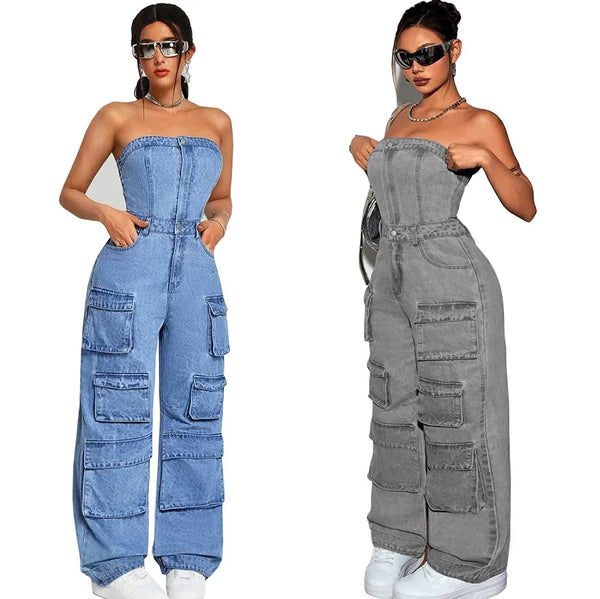 Trendy Loose Overall Huge Pocket Jumpsuit