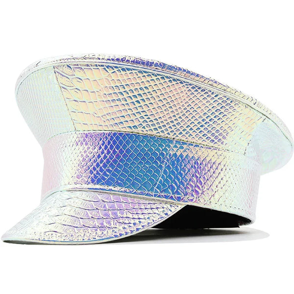 Trendy Faux Patent Leather Navy Inspired Hat