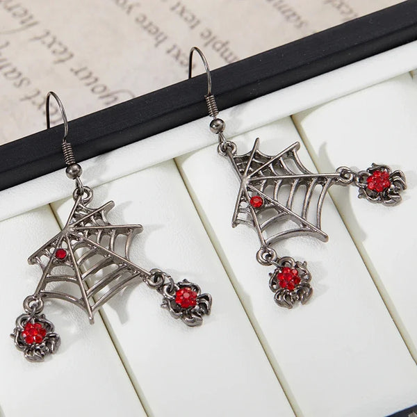 Acrylic Halloween Big Heart Circle Hollow Spider Web Drop Earrings For Women Girls Cobweb Dangle Earrings Festival Charm Jewelry