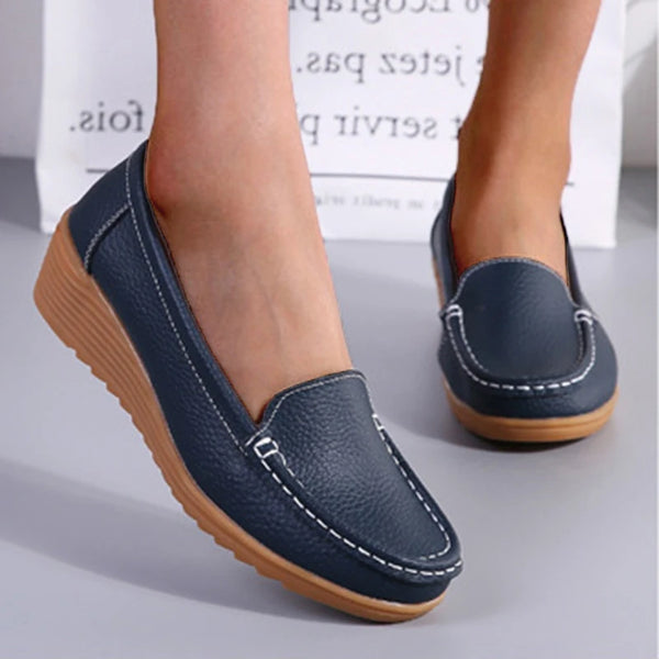 Trendy Leather Penny Loafers With Heel