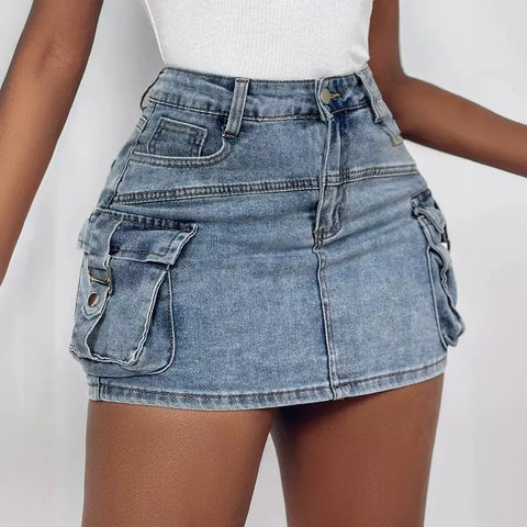 Trendy High Waist Jean Skirt